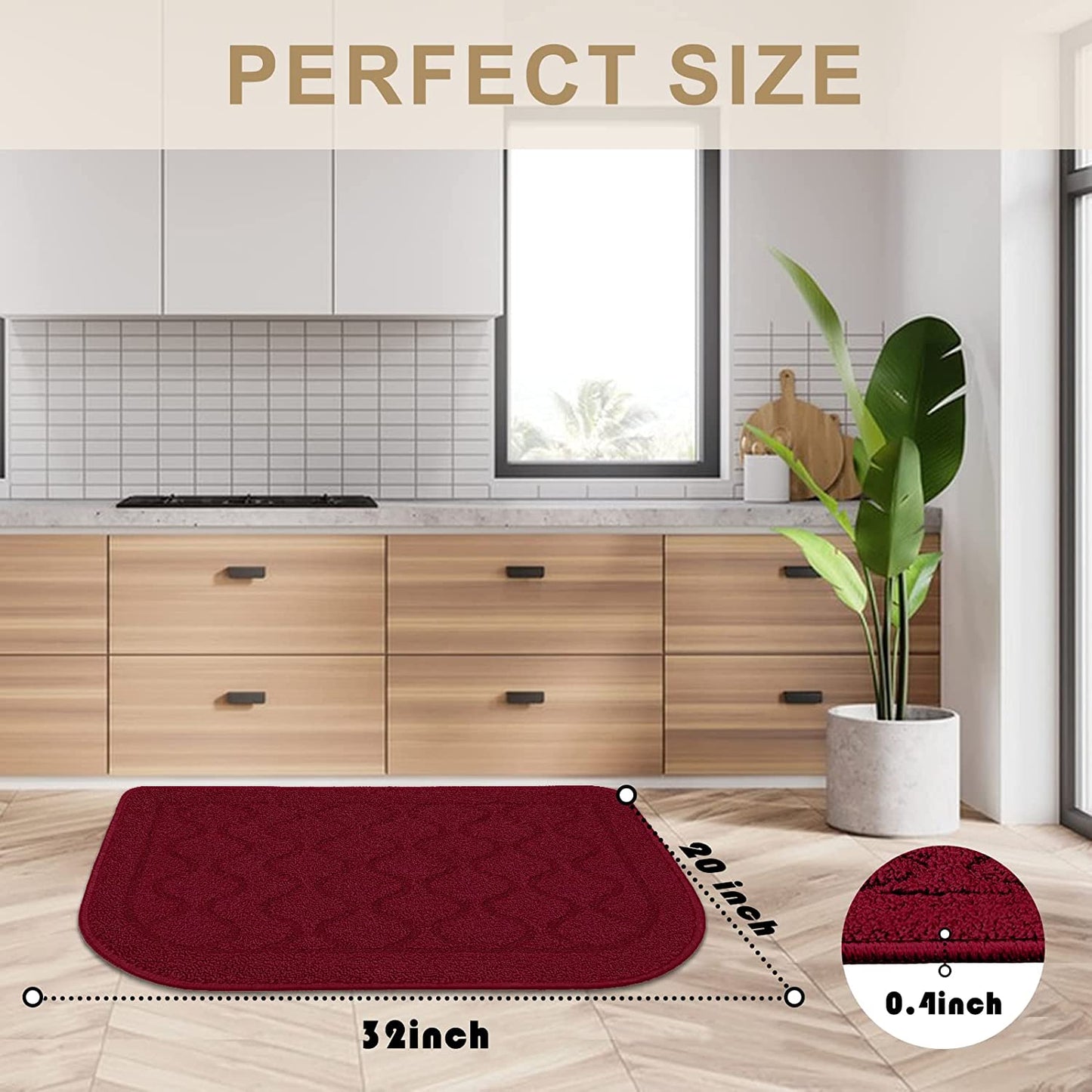 18×27 Inch Made of 100% Polypropylene Non Skid Washable Kitchen Rug
