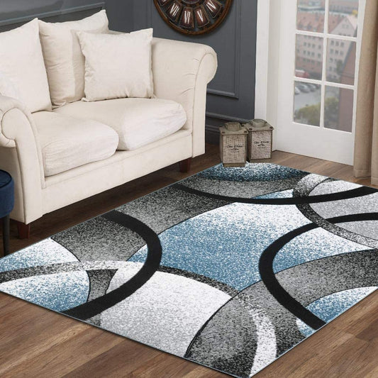 Howell Collection Blue Geometric Soft Area Rug