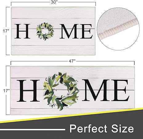 Washable Non-Skid Kitchen Rugs Floor Mats for Home Farmhouse Office, Durable Hallway Laundry Runner Rug Sink Area Rug (18"x29"+18"x47")-Home Design