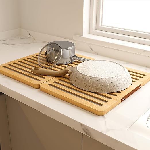 Fast Drying Diatomaceous Earth Stone Mat, Absorbing Instant Dry Sink Rack for Dishes, Cups and More