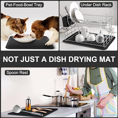 Multi-Purpose, Heat Resistant Silicone Dish Mats, 16x12 Inch, 2 Pack