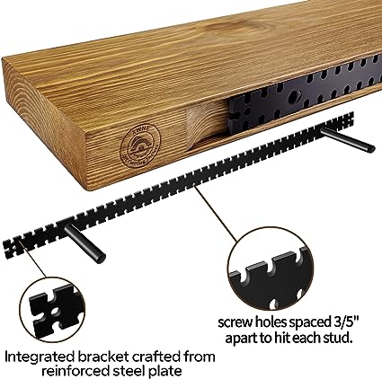 16 inch Rustic Wood Wall Floating Shelves - Set of 2