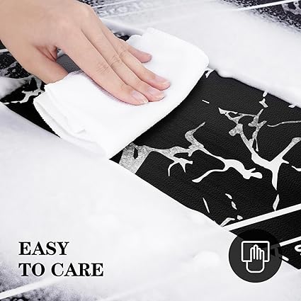 Anti-Fatigue Black and White Modern Non Slip Washable, Cushioned Kitchen Mats, 18 x 30 Inch