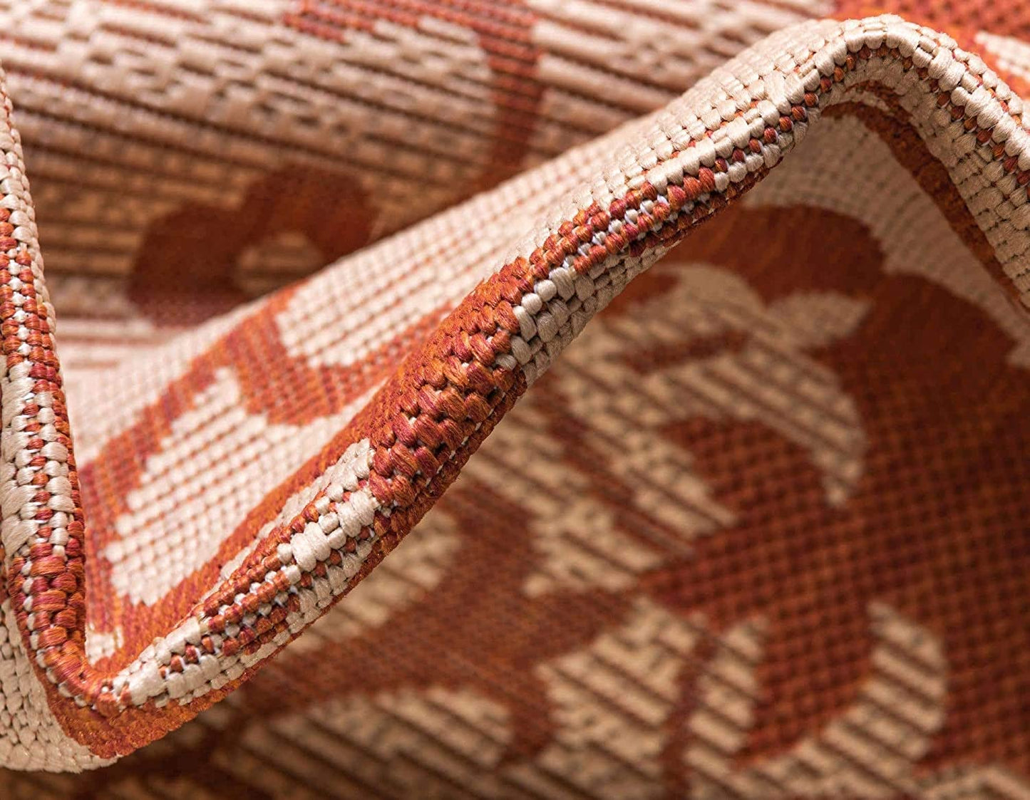 Botanical Collection Floral Abstract Transitional Indoor Outdoor Flatweave Beige /Terracotta Area Rug