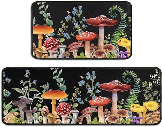2-Piece Non-Slip Washable Absorbent Microfiber Kitchen Floor Decorative Mat 17 "x47+17 "x30
