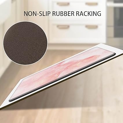 Cushioned Anti Fatigue Set of 2 Abstract Marble Waterproof Non Slip Waterproof Non Slip Kitchen Floor Mat Comfort Memory Foam Standing Mat for Kitchen Floor, Blue