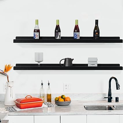 Picture Ledge Shelf Set of 2, (Black,17 Inch)