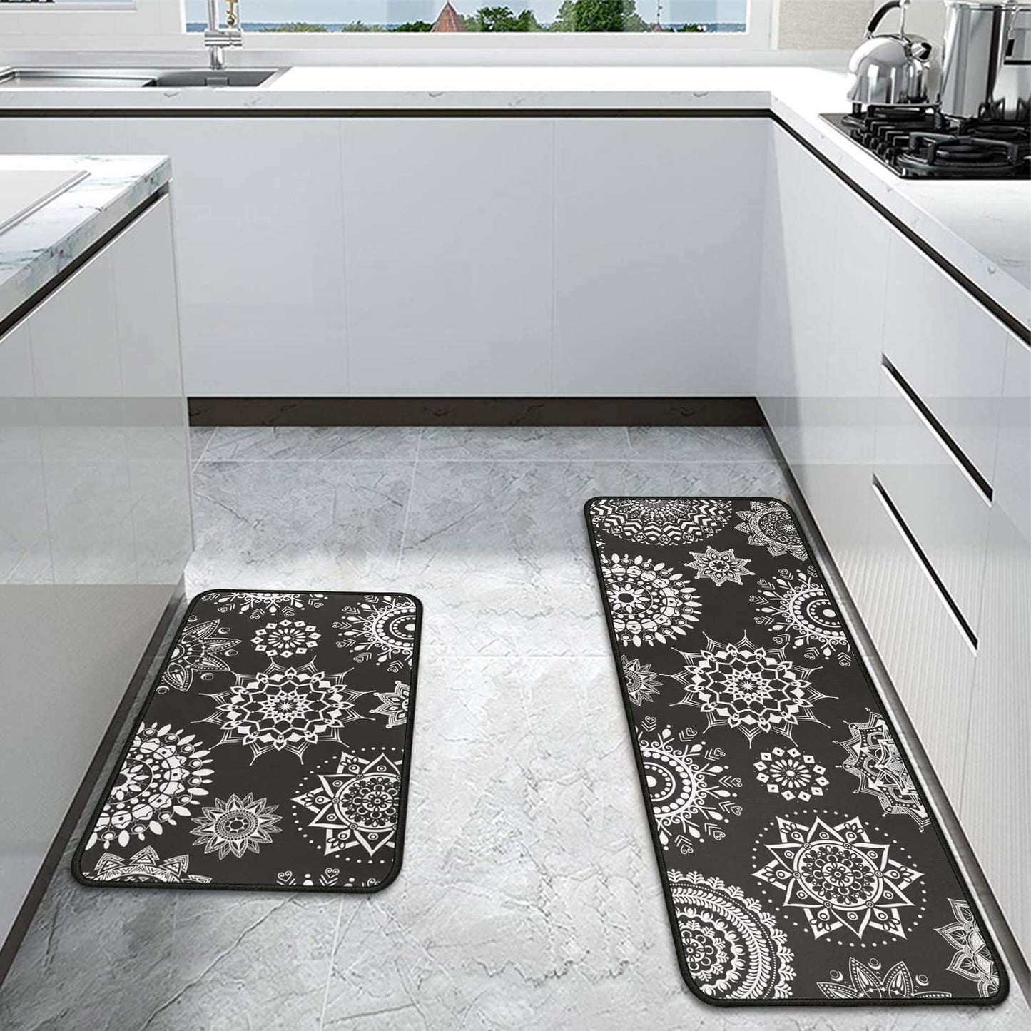 Anti Fatigue Non Slip Waterproof Washable Rug - 17x24+17x48inch Grey