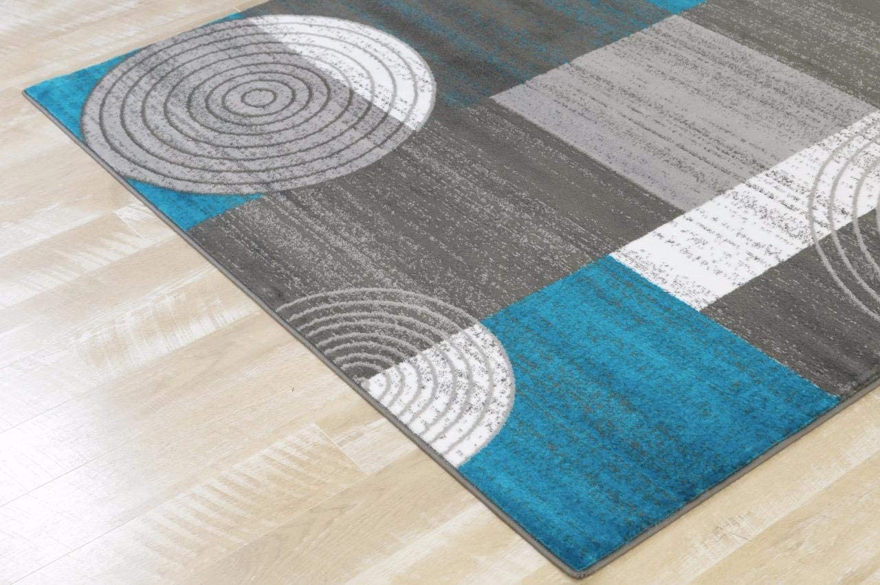 Modern Trendz Abstract Premium Blue Grey White Soft Area Rug
