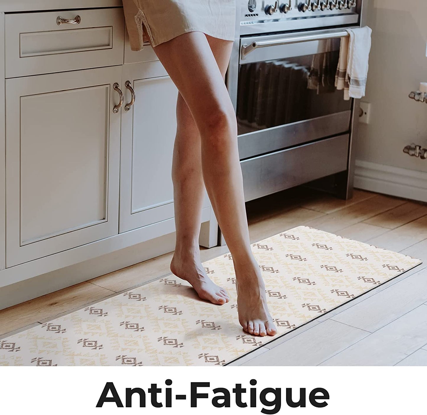 2 Piece Set, Anti Fatigue Waterproof & Non-Skid Boho Kitchen Rugs - 17x30+17x47