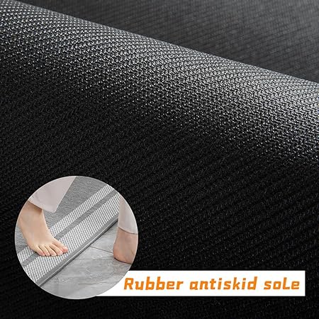 Non Skid Washable Kitchen Floor Mats Set 2, 17"x30"+17"x47"(Grey)