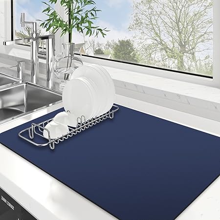 Dish Drying Mat Super Absorbent Drying Mat Large Dish Drying Mats for Kitchen Counter Easy clean Dish Mat Kitchen Drying Mat 15"x 18" Black