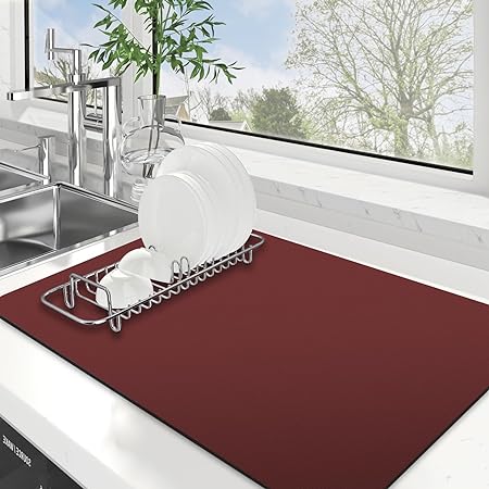 Dish Drying Mat Super Absorbent Drying Mat Large Dish Drying Mats for Kitchen Counter Easy clean Dish Mat Kitchen Drying Mat 15"x 18" Black