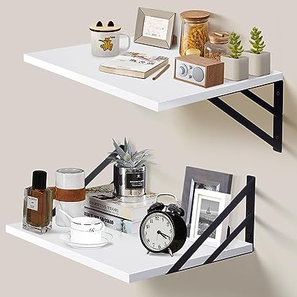2 Pc Deep Floating Shelves ; 15.7” Long x 11.8” Deep Wall Mounted Hanging Shelves