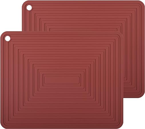 Silicone Trivets for Hot Pots and Pans-Trivets for Hot Dishes-Heat Resistant Mat for Countertops, Kitchen Small Dish Drying Mat, Silicone Pot Holders-Hot Pads for Kitchen Set 2 Black