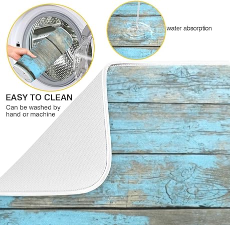 Absorbent Black Marble Dish Drying Mat Luxury Golden Kitchen Counter Mat, 18x24 inch