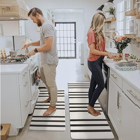 Anti-Fatigue Waterproof Cushioned Memory Foam Kitchen Mats, 17"x30"+17"x47"