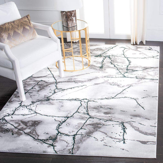 Modern Abstract Area Rug, Grey/Green