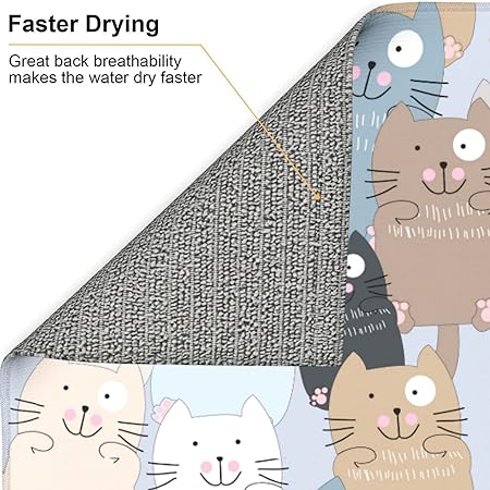Cool Black Dish Absorbent Dish Drying Mat Suitable for Kitchen Counter Sink Dining Table 16 X 18 Inch