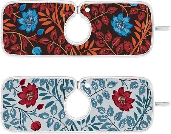Absorbent Microfiber Faucet Sink Splash Guard Drip Catcher for Kitchen Bathroom Mat Blue 2pcs