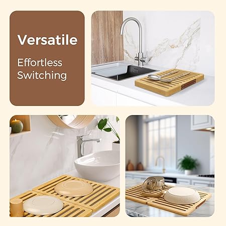 Fast Drying Diatomaceous Earth Stone Mat, Absorbing Instant Dry Sink Rack for Dishes, Cups and More