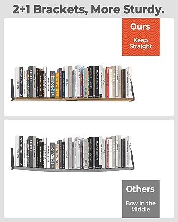 Deep Floating Shelves 10" D x 16.5" W Set of 4, (Dark Brown)