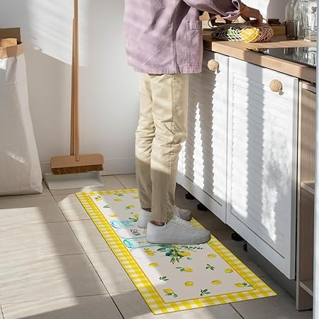 Buffalo Plaid, Non-Skid Washable, Fun Rug with Words, Set of 2