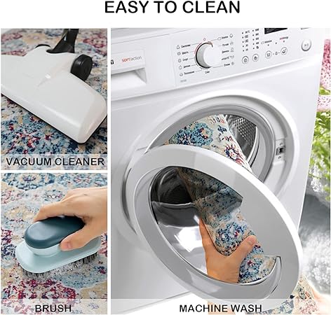 Boho Vintage Tebriz Non Slip Washable Cushioned Waterproof Rugs for Kitchen, 20 x 48