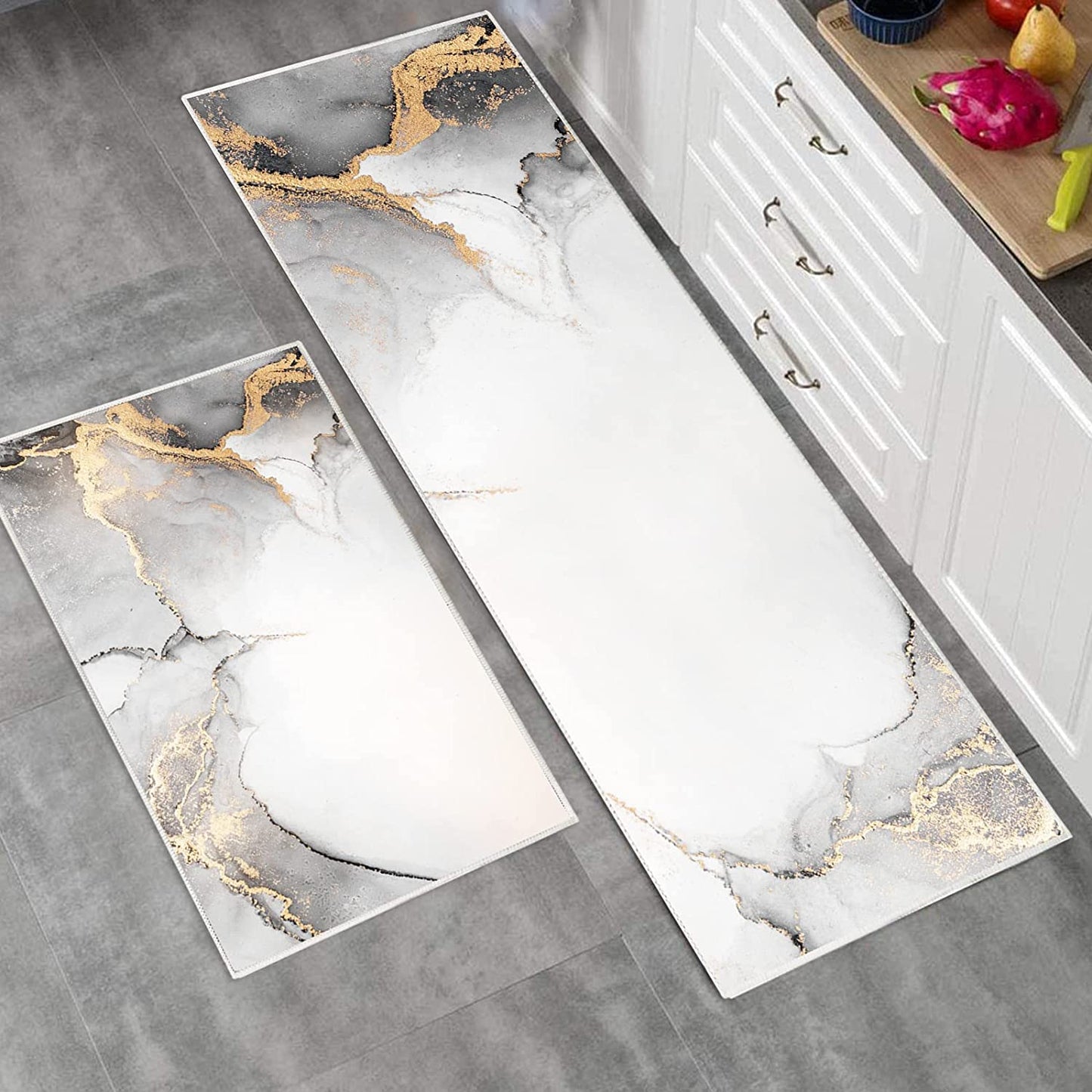 Marble Non-Slip Washable Kitchen Rug and Mat
