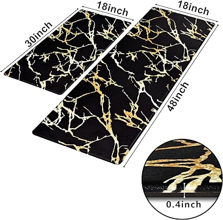 Cushioned Anti-Fatigue Waterproof Non-Slip Kitchen Mats and Rugs, 17''x47'' + 17''x30''
