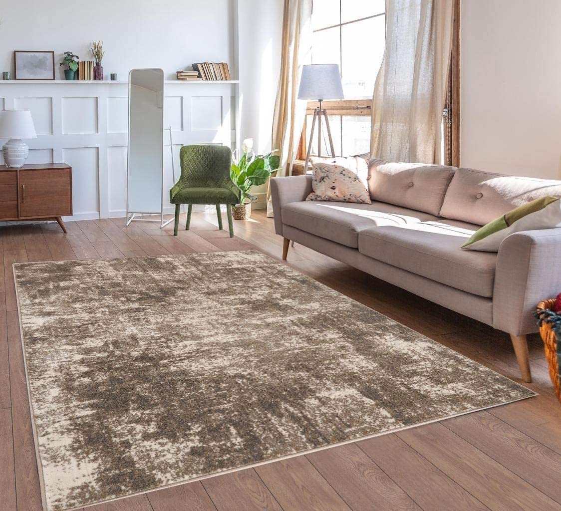 Lagos Collection Beige Abstract Soft Area Rug
