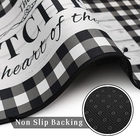 Buffalo Plaid, Non-Skid Washable, Fun Rug with Words, Set of 2