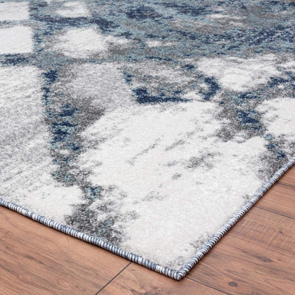 Lagos Collection Blue Art Deco Soft Area Rug