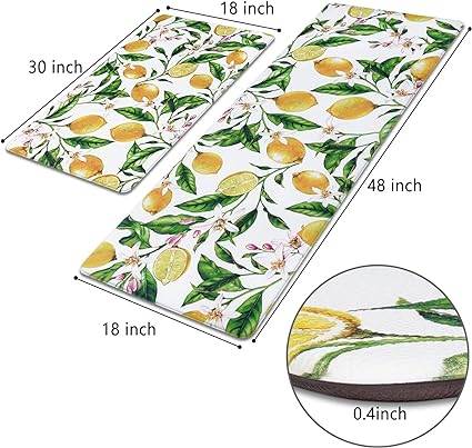 Modern Art Non Slip, Abstract Painting Cushioned Anti Fatigue, Waterproof Kitchen Mats, 18'' x 48'' + 18'' x 30''