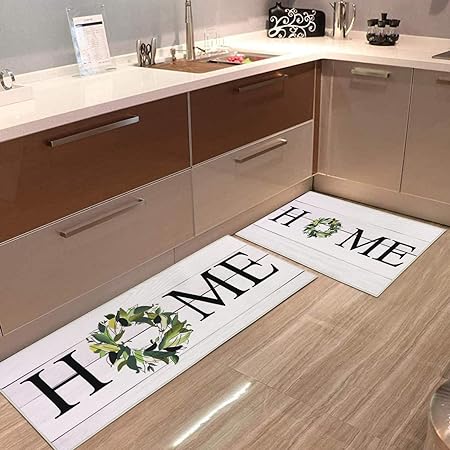 Washable Non-Skid Kitchen Rugs Floor Mats for Home Farmhouse Office, Durable Hallway Laundry Runner Rug Sink Area Rug (18"x29"+18"x47")-Home Design