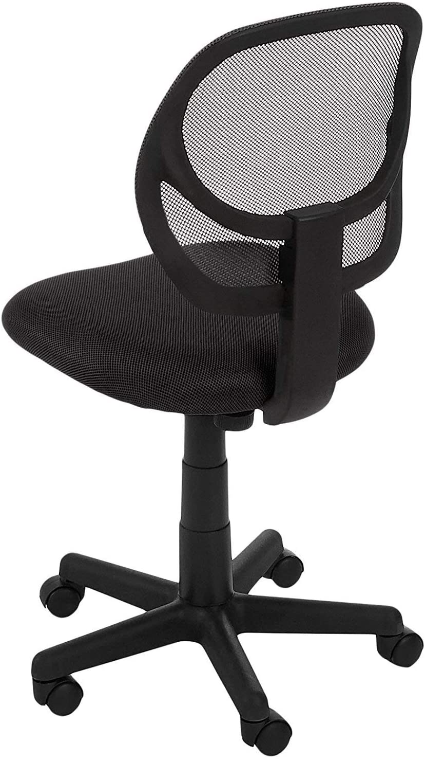 Low-Back, Upholstered Mesh, Adjustable, Swivel Computer Office Desk Chair, Black