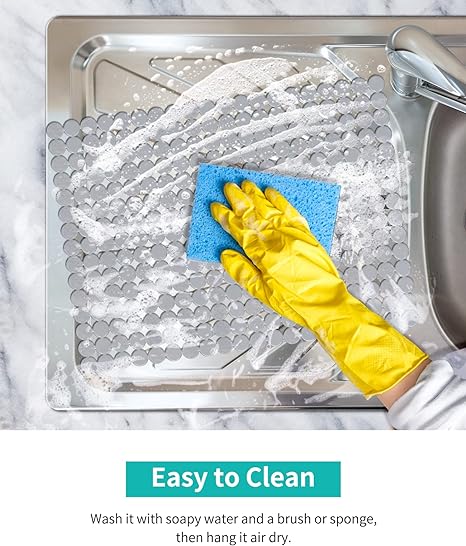 Adjustable Protector Easy to Clean Dish Drying Mats, 15.8 x 11.8 inch (Black)