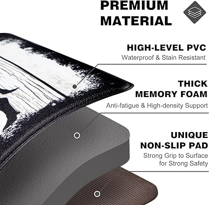 Modern Art Non Slip, Abstract Painting Cushioned Anti Fatigue, Waterproof Kitchen Mats, 18'' x 48'' + 18'' x 30''