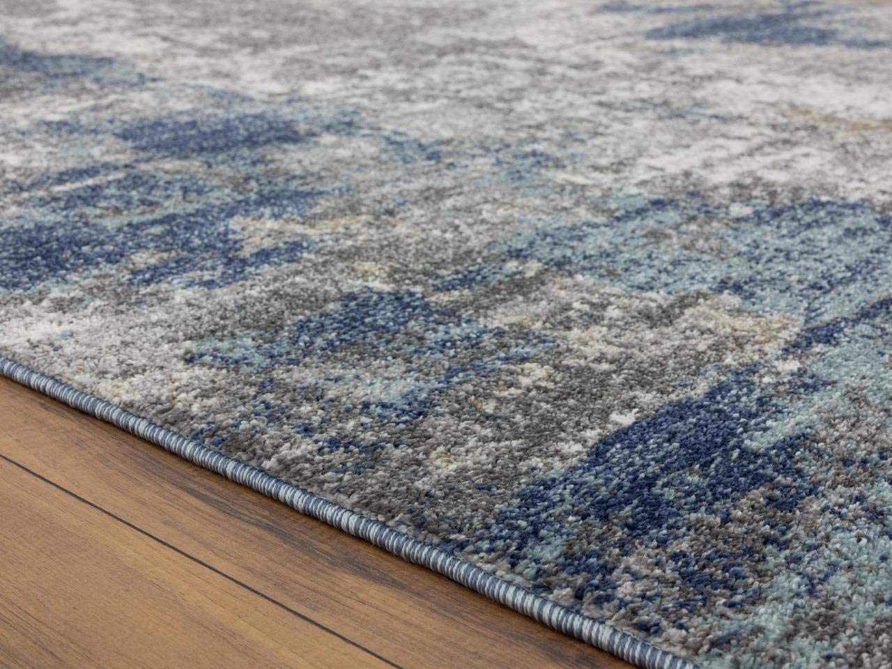 Euston Blue 5 x 7 Abstract Modern Soft Area Rug