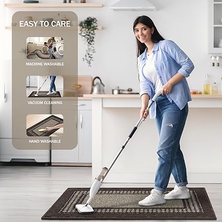 Machine Washable, Non Slip Absorbent Dirt-Resistant Durable Kitchen Runner Rug, 19.5"x31", Grey