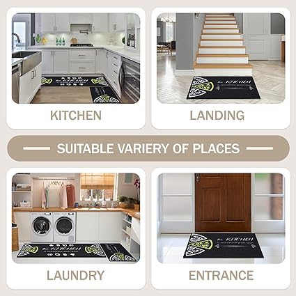 Sets of 2,Washable Non Slip Super Absorbent Kitchen Rugs and Mats, 17x48 Inch+17X24 Inch