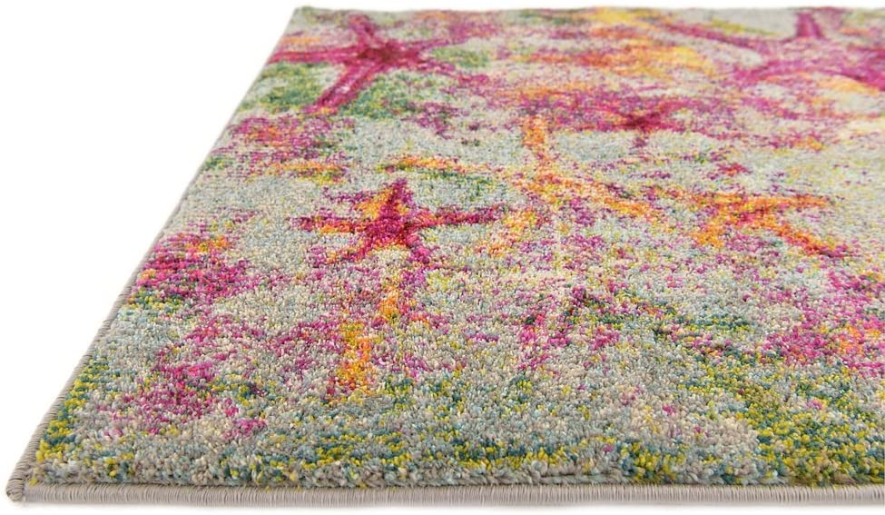 Coastal Modern Bright Colors Multi/Gray Starfish Soft Area Rug