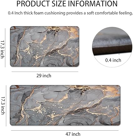 Cushioned Anti Fatigue Set of 2 Abstract Marble Waterproof Non Slip Waterproof Non Slip Kitchen Floor Mat Comfort Memory Foam Standing Mat for Kitchen Floor, Blue