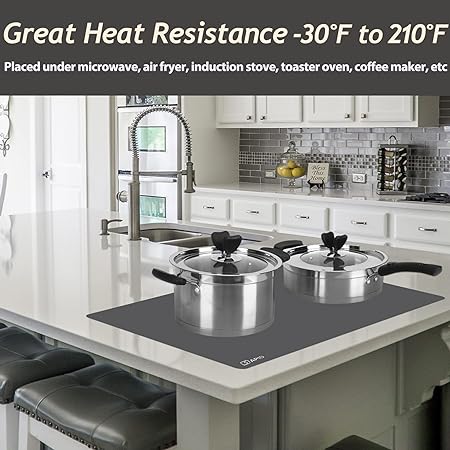 Thick Washable Heat Resistant Extra Large Silicone Mat 36" x 24" Black, Sapid