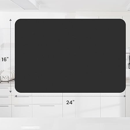 Dish Drying Mat Super Absorbent Drying Mat Large Dish Drying Mats for Kitchen Counter Easy clean Dish Mat Kitchen Drying Mat 15"x 18" Black