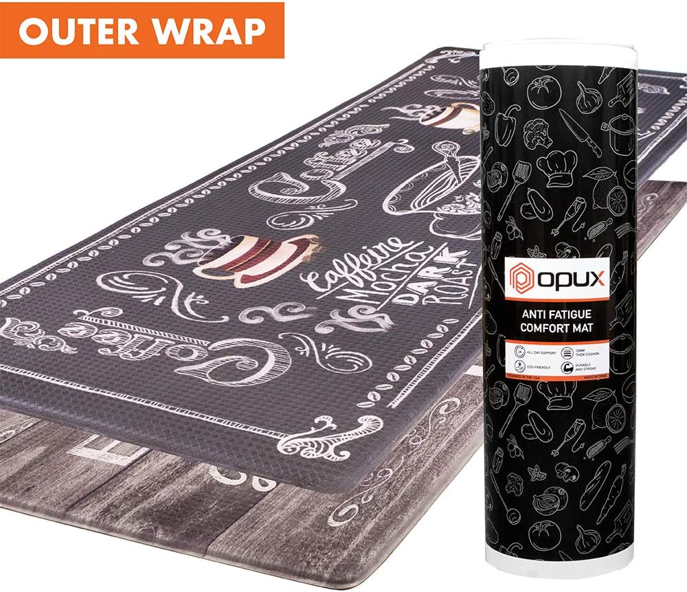 Anti Fatigue Reversible Cushioned Memory Foam Kitchen Rug Pad, 32x17 (Marble Gray)