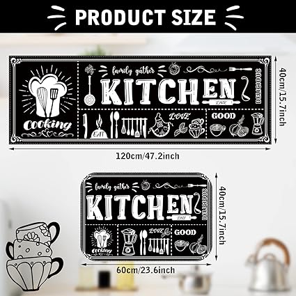 Non Skid Thick Black Kitchen Rugs and Mats Stain Resistant Anti Fatigue Microfiber Floor Non Slip Backing Mat, 15.7" x 47.2", 15.7" x 23.6" (Home)