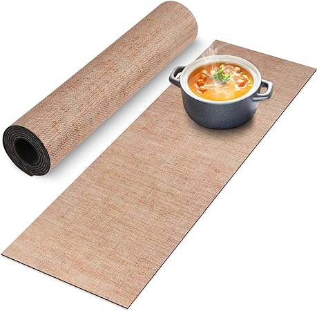 Heat Resistant Waterproof Trivet Table Runner Hot Plates Mat 12 X 40 Inch (Black Line)