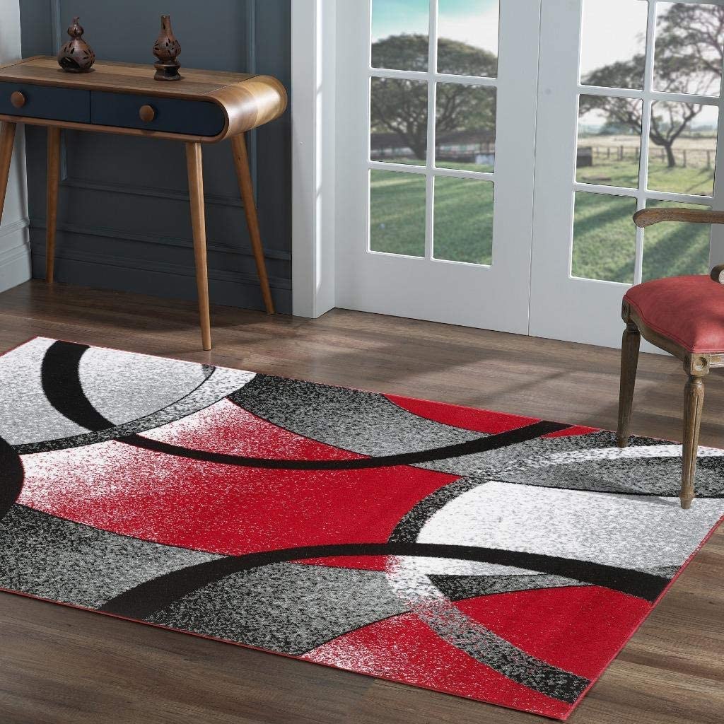 Howell Collection Red Geometric Soft Area Rug