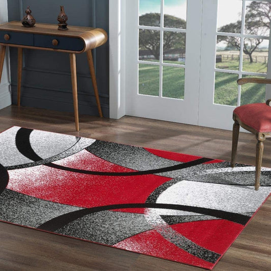 Howell Collection Red Geometric Soft Area Rug